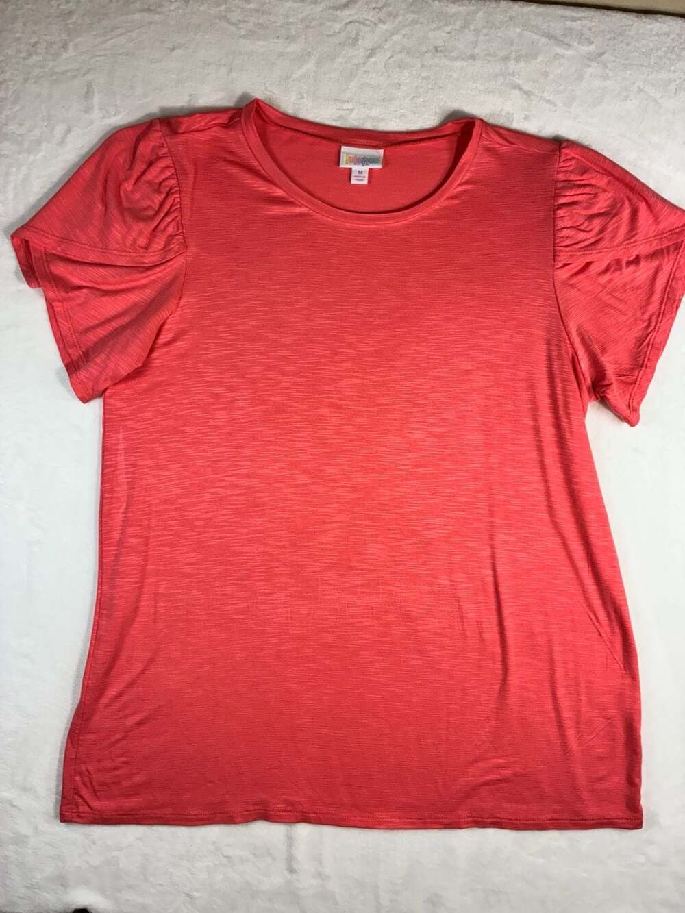 LuLaRoe Claire Size M pink/Coral Flutter Sleeve Top